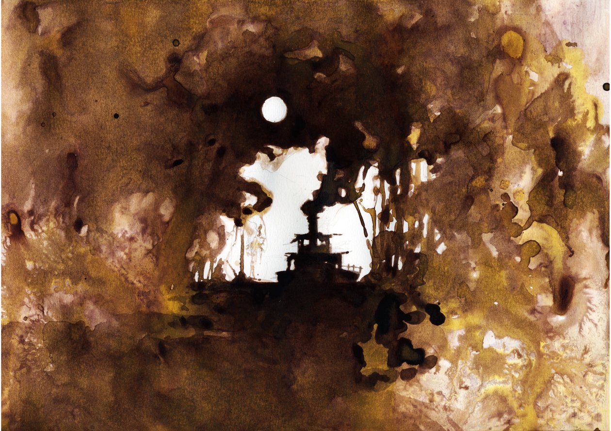 Lodní ilustrace nového filmu „V srdci temnoty“ od Josepha Conrada. 2012 od Alessandro Lonati