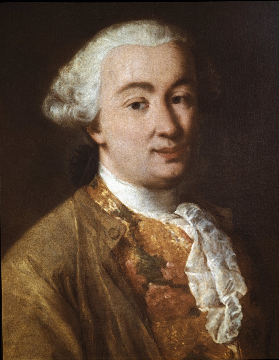 Portrét Carla Goldoniho, italského divadelního autora, detail (olej na plátně od Alessandro Longhi