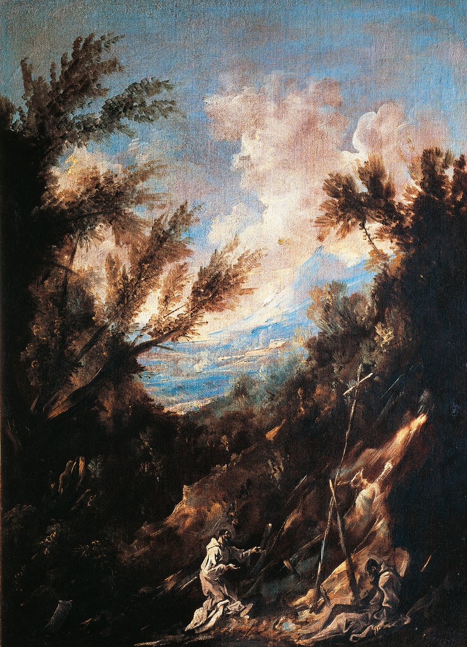 Mniši ve dřevě, Alessandro Magnasco, známý jako Lissandrino (1667-1749) od Alessandro Magnasco