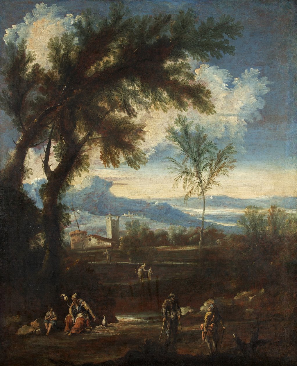 Krajina s figurami, cca 1710-40 (olej na plátně) od Alessandro Magnasco
