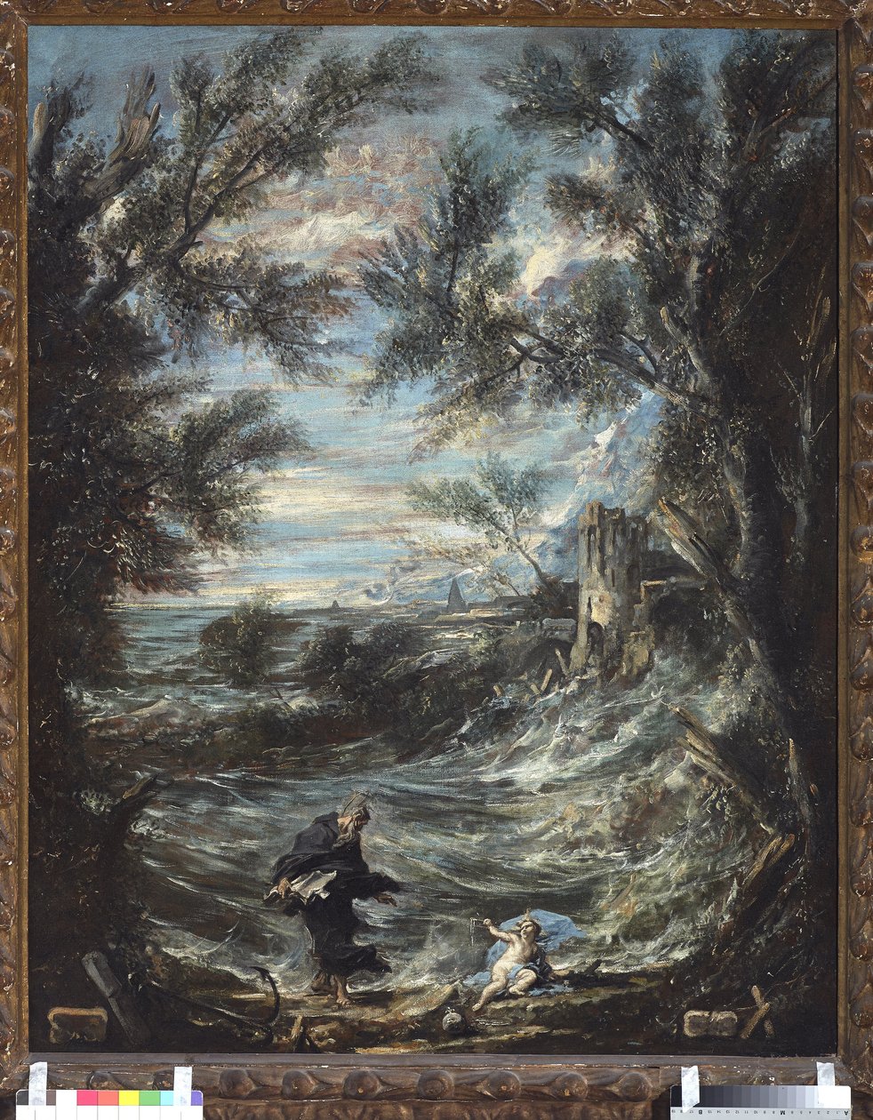 Svatý Augustin a dítě (St Augustine And The Baby). Obraz od Alessandra Magnasca známý jako il Lissandrino (1667-1749) od Alessandro Magnasco