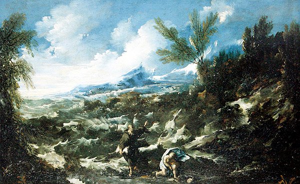 Svatý Augustin s dítětem a lasturou, kolem 1720-25 od Alessandro Magnasco