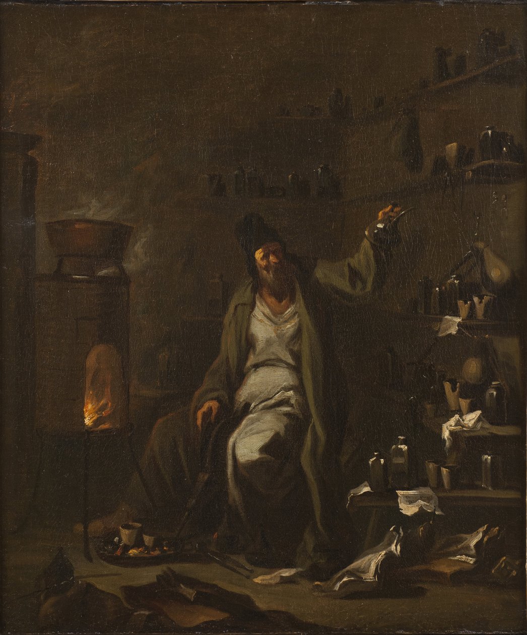 Alchymista - Alchymista, Magnasco, Alessandro, známý jako Il Lissandrino (1667-1749). Olej na plátně. Rozměry: 71,5 x 59,5 cm. Národní muzeum Stockholm od Alessandro Magnasco