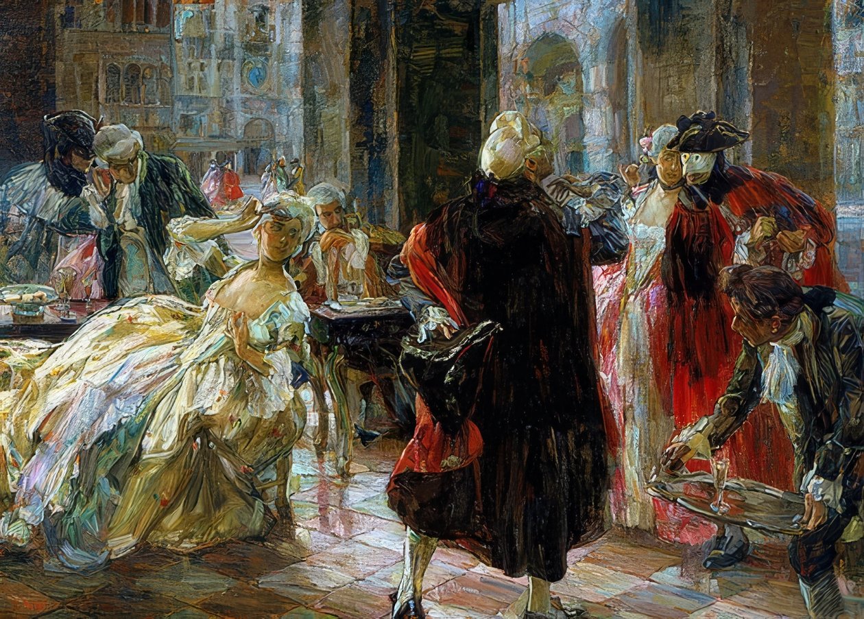 Kavárna Florian v 18. století od Alessandro Milesi