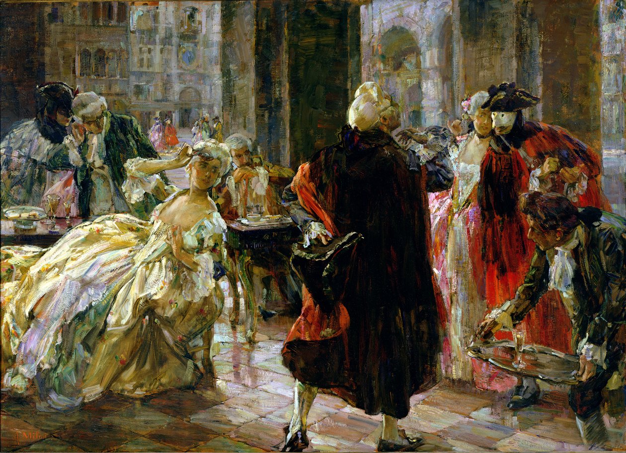 Kavárna Florian v 18. století od Alessandro Milesi