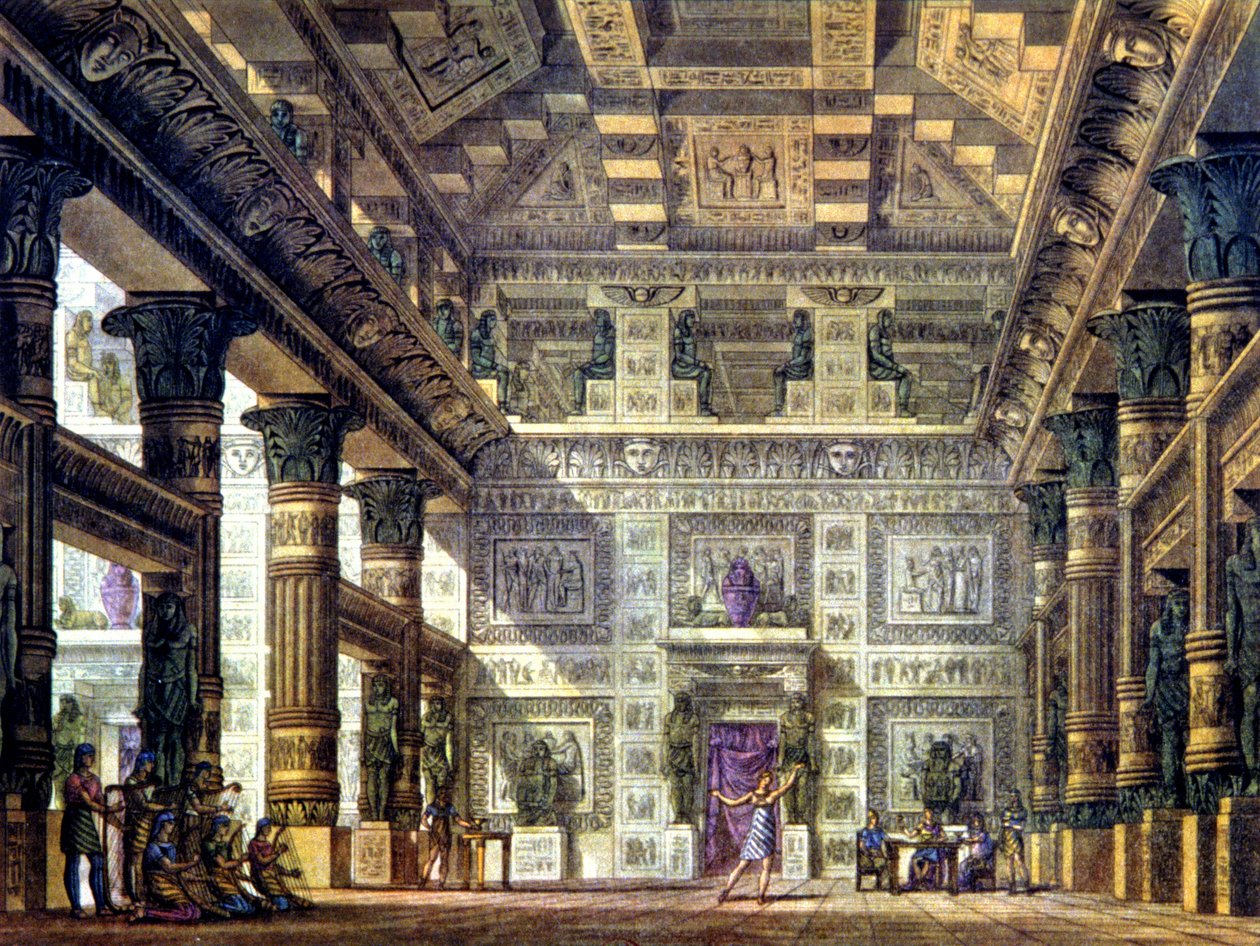 Taneční scéna ve starověkém Egyptě v Memphisu od Alessandro Sanquirico