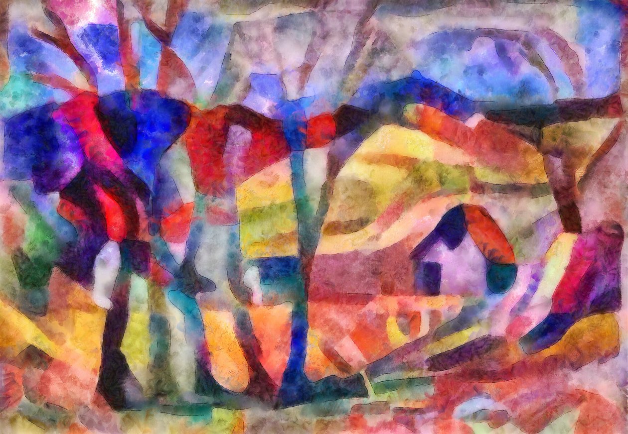krajina v růžové barvě.2017,(mixed media) od Alex Caminker