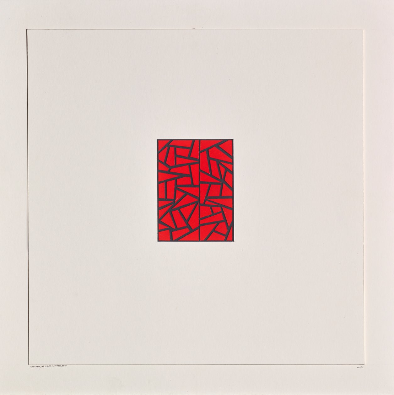 Red Bits on White, 2021 (smalt na kartě) od Alex Dunn
