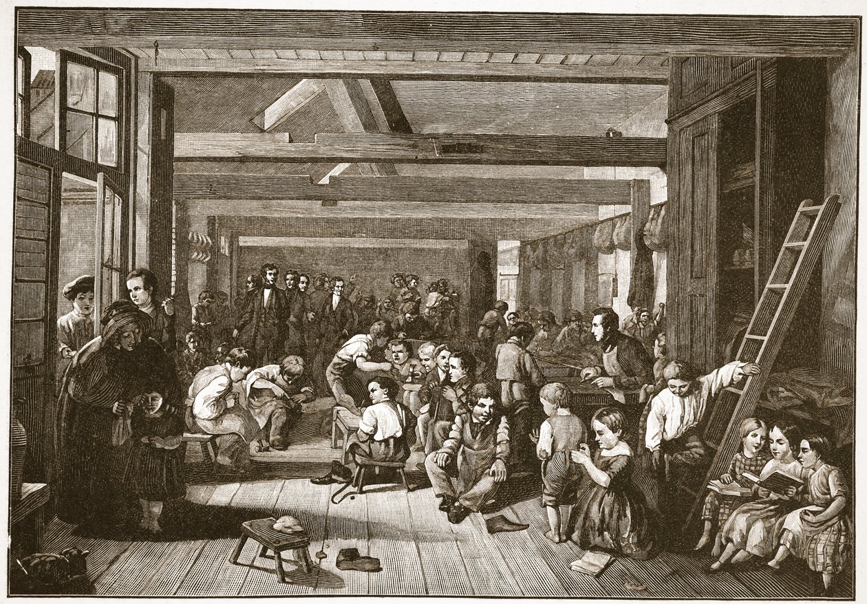 Návštěva lorda Shaftesburyho na Westminster Ragged School of Industry, ilustrace z 
