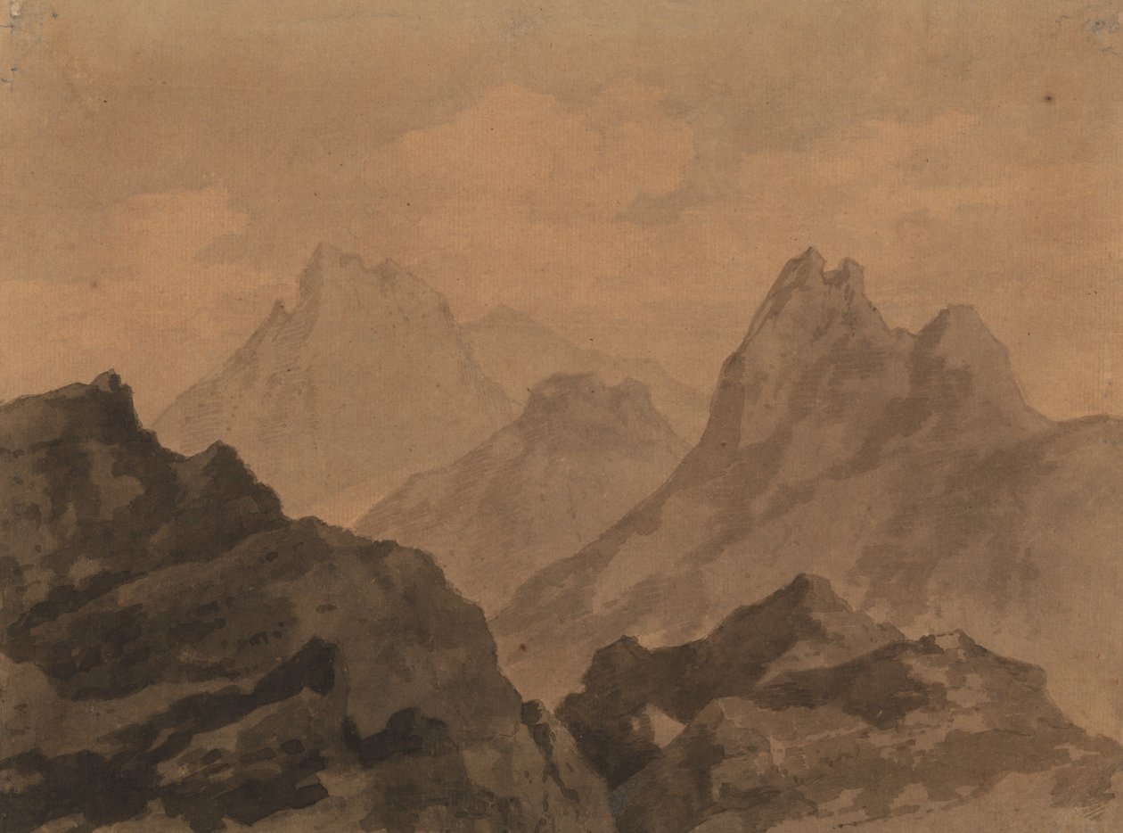 Mountain Tops Mountain Study od Alexander Cozens