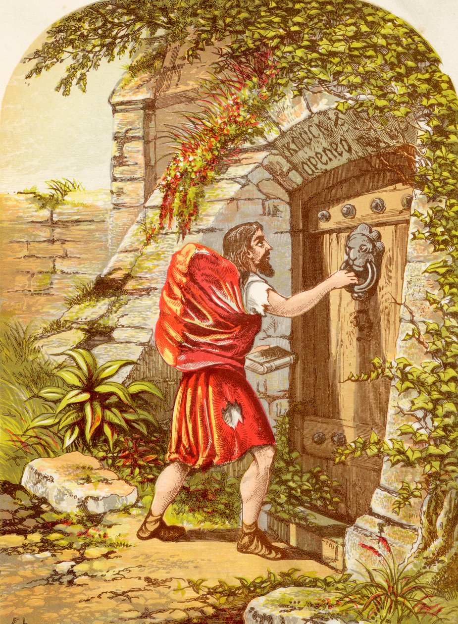 Christian at the Gate, z The Pilgrims Progress od Johna Bunyana publikovaného kolem roku 1880 od Alexander Francis Lydon