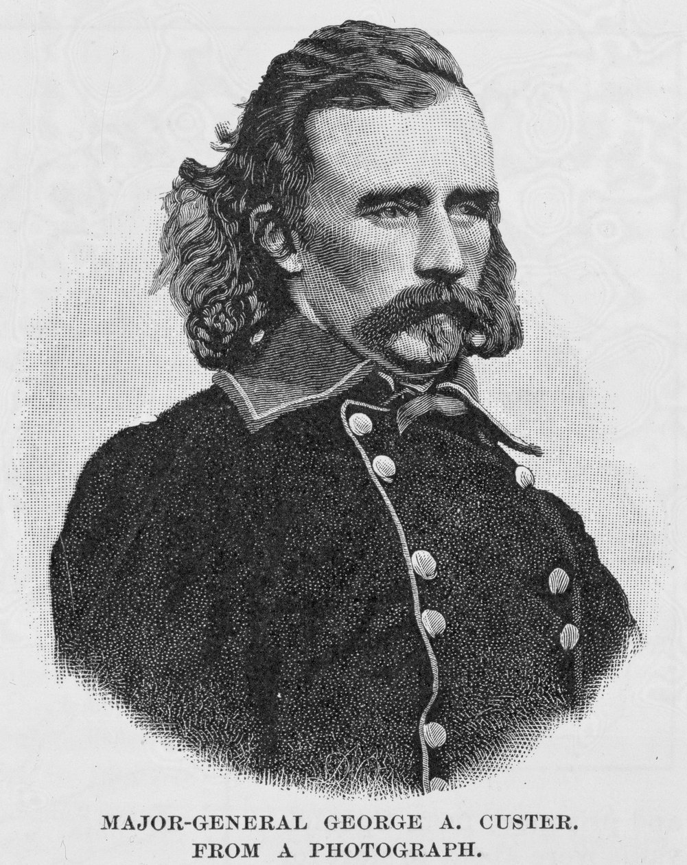 Generálmajor George Armstrong Custer, rytina z fotografie, ilustrace z knihy "Battles and Leaders of the Civil War", kterou vydali Robert Underwood Johnson a Clarence Clough Buel. od Alexander Gardner