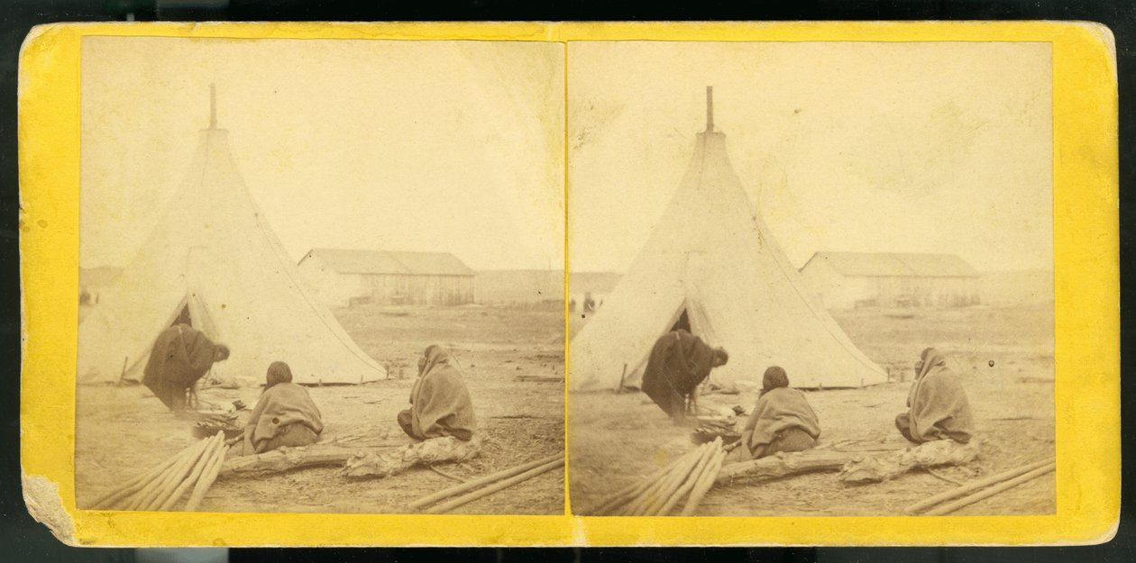 Squaws vaří před stanem Spotted Tail, 1868 (potisk alba) od Alexander Gardner