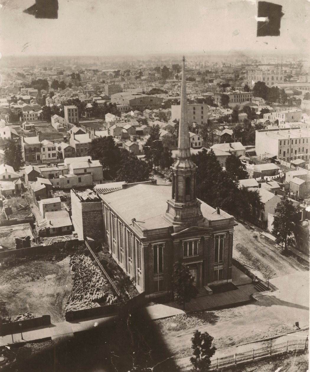 Pohled na jihozápad z kopule soudní budovy v Chicagu, 1858 od Alexander Hesler