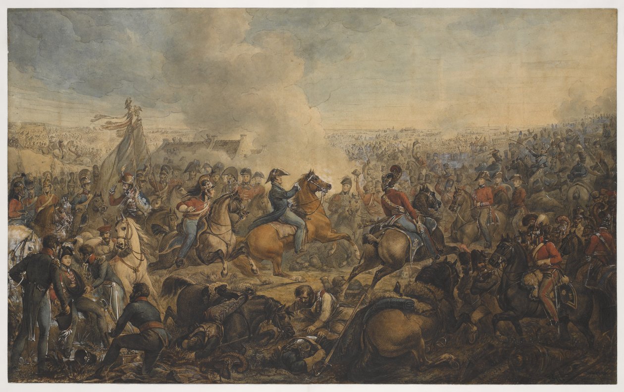 Bitva u Waterloo, po rozkazu k postupu britské armády, 1815, kolem roku 1815 od Alexander Ivanovich Sauerweid