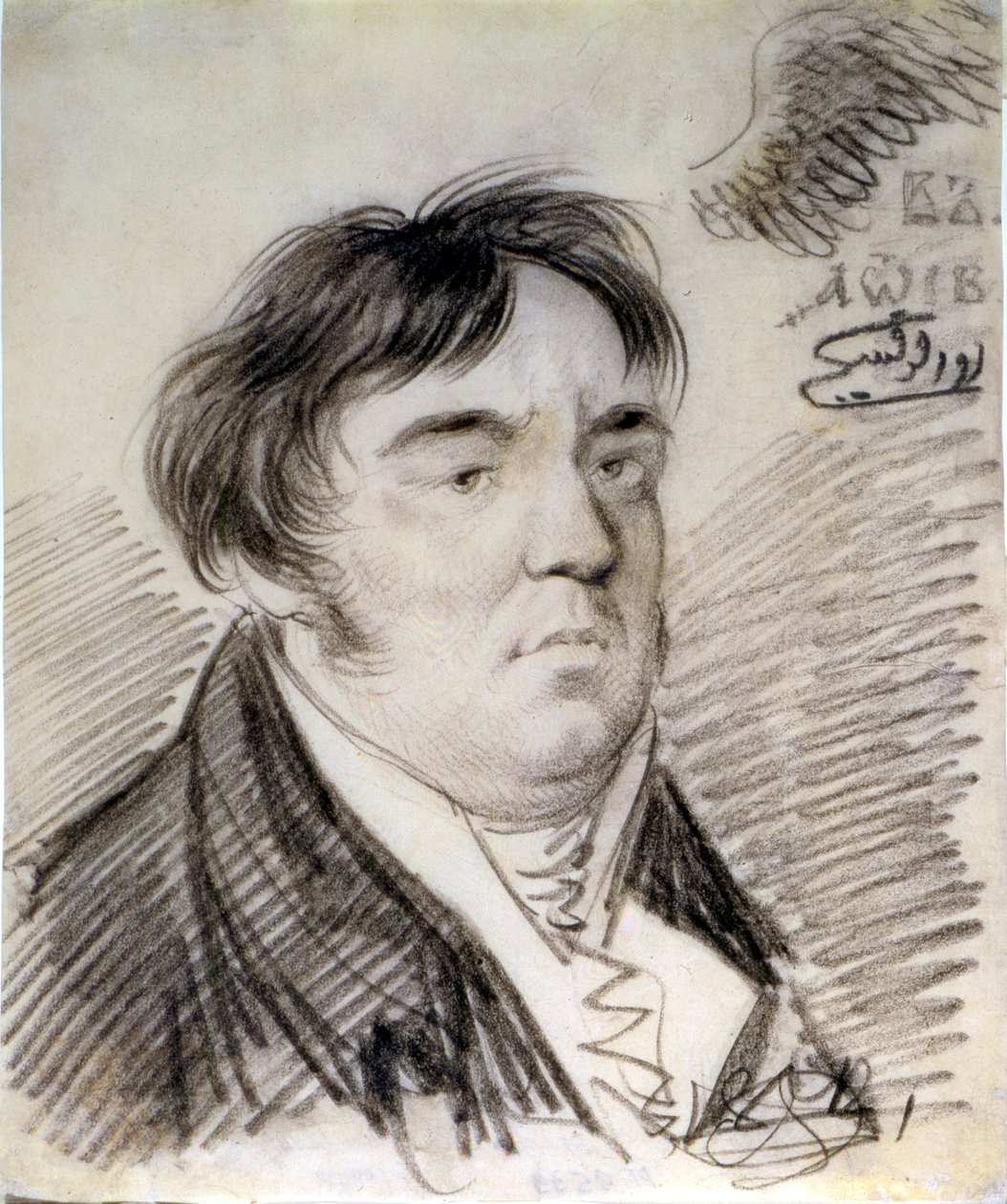 Portrét Ivana Krylova, 1812 (tužka) od Alexander Osipovich Orlowski