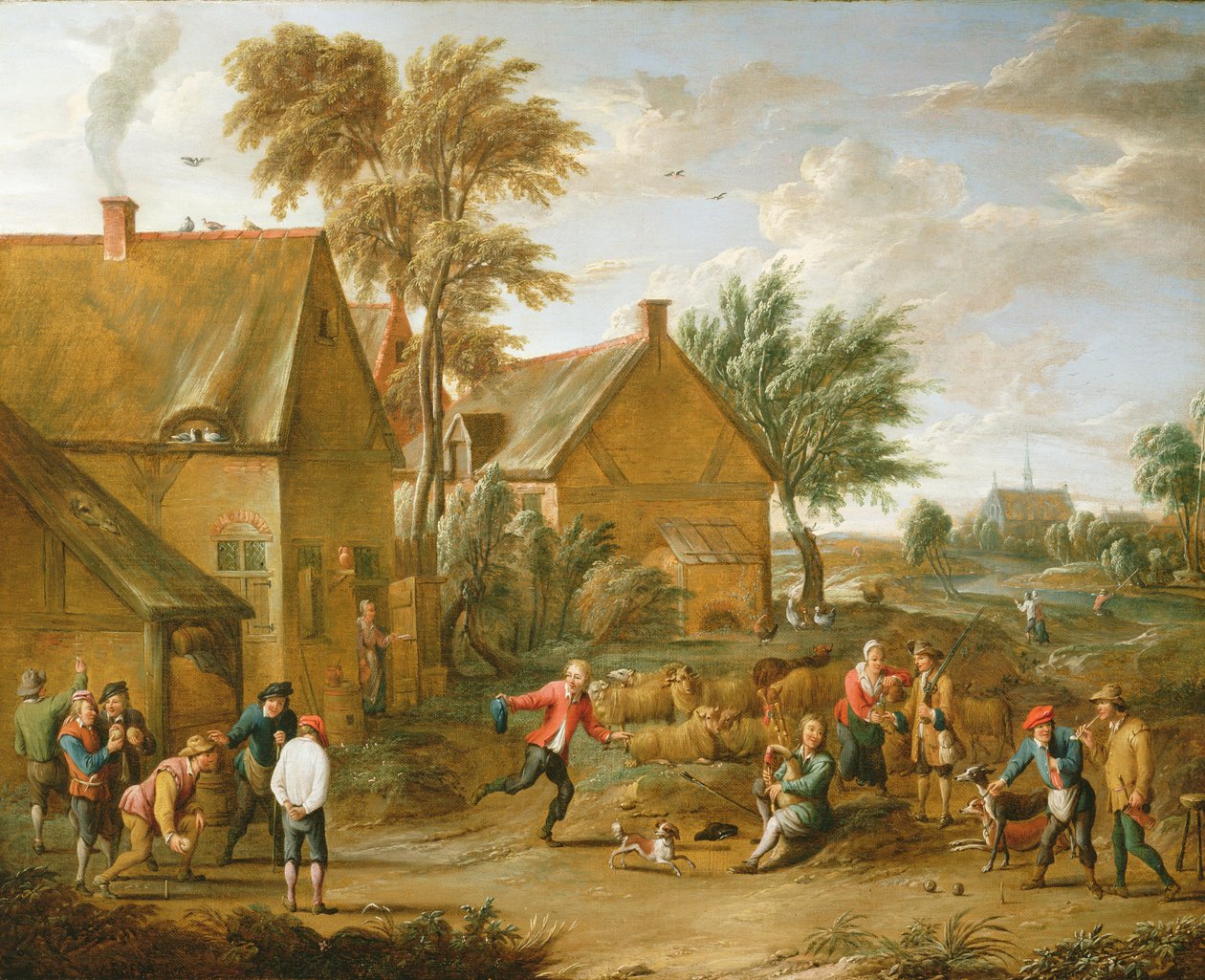 A Game of Bowls v hospodě od Alexander van Bredael