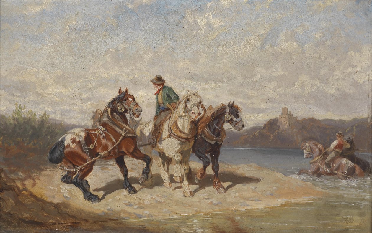 Treidelhorses na Dunaji od Alexander von Bensa