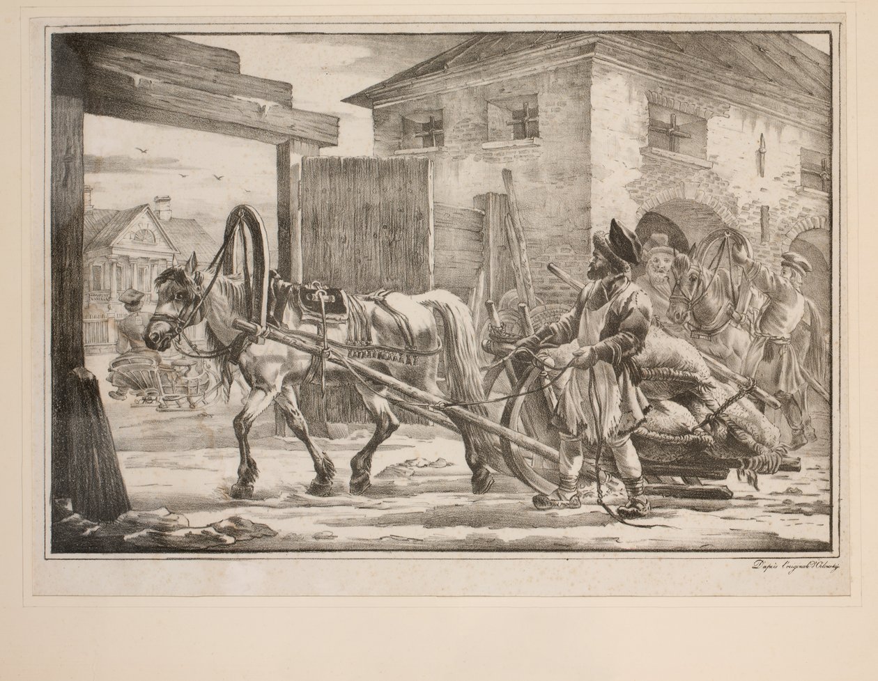 Vyjíždění z bran (litho) od after Alexander Orlowski