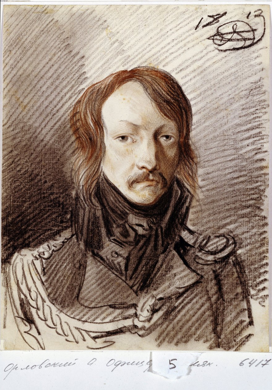 Portrét Alexeje Pavloviče Lanskoye (1789-1855). (Portrét A.P. Lanskoye). Dílo Alexandra Osipoviče Orlowského (1777-1832), tužka a sangvinik na papíře od Alexander Orlowski