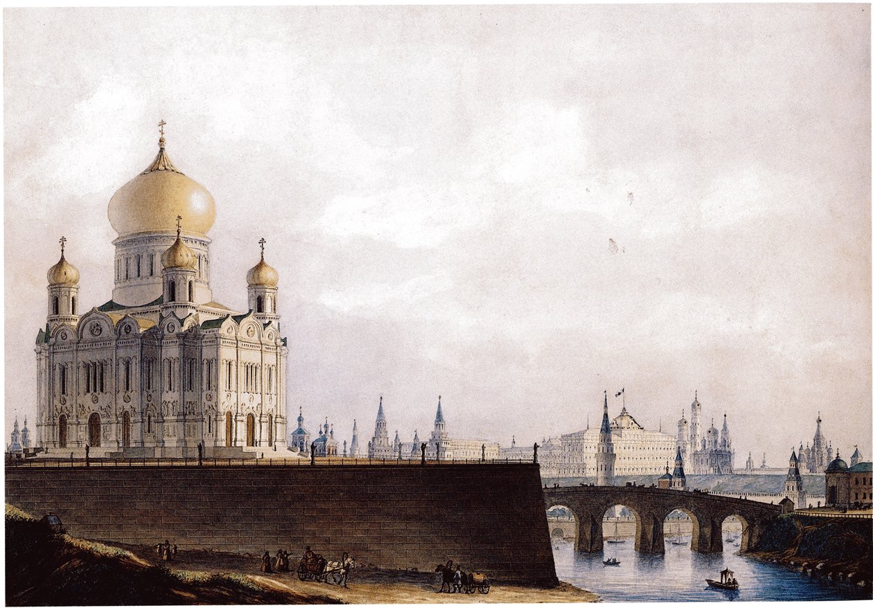 Katedrála Krista Spasitele s výhledem na moskevský Kreml, 1836-1837 od Alexander Andreyevich Thon