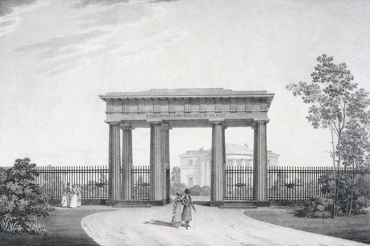 Brána To-my-Dear-Comrades-in-Arms v parku Catherine v Carskoye Selo, 1822 od Alexander Andreyevich Thon