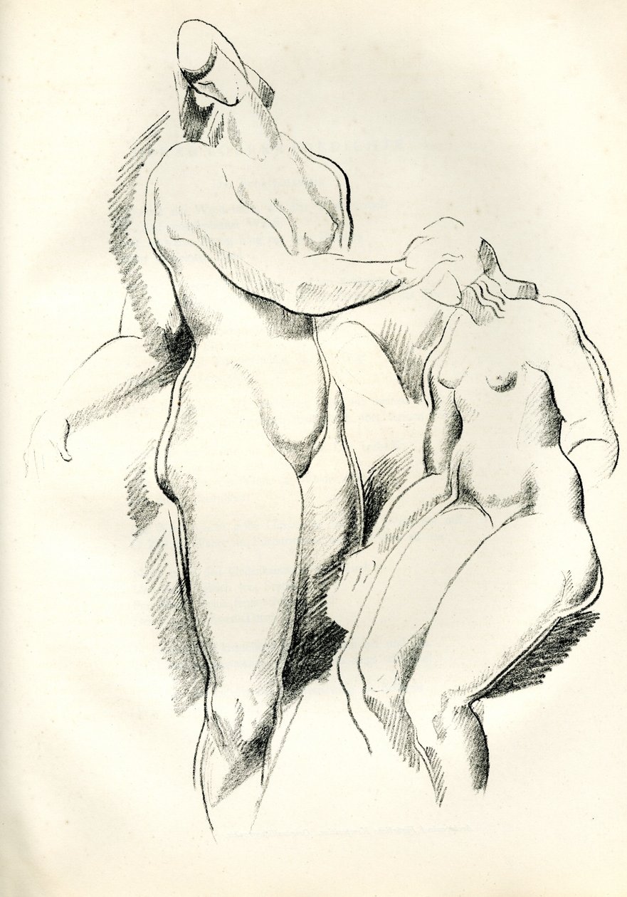 německy: Figurliche Kompositio Figurliche Komposition (Figurální kompozice), z Genius, Zeitschrift für werdende und alte Kunst od Alexander Archipenko