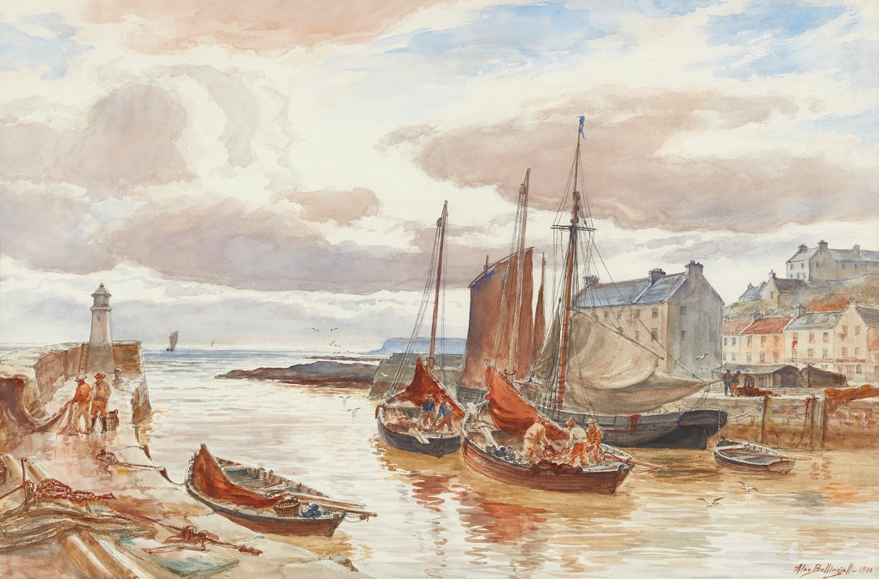 Pittenweem Harbour (tužka a akvarel) od Alexander Ballingall