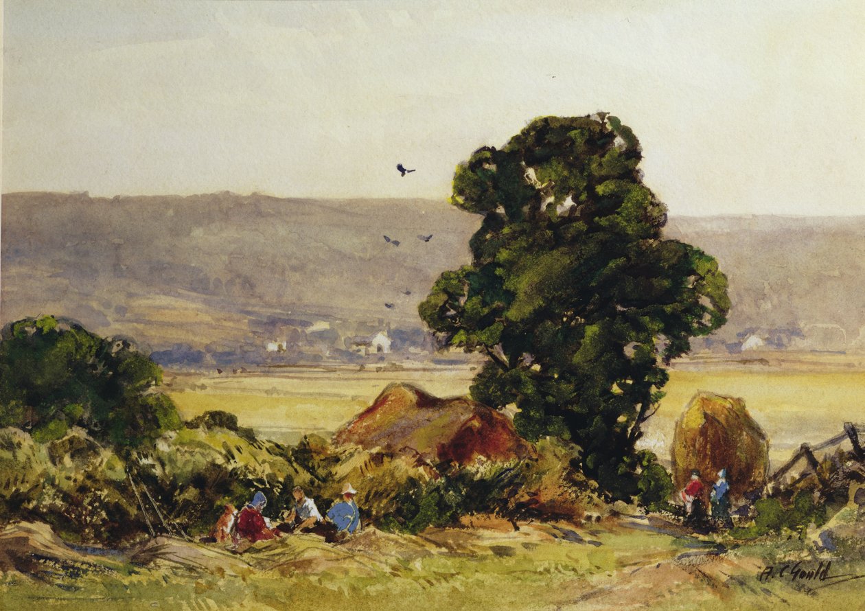 Výroba sena (akvarel na papíře) od Alexander Carruthers Gould