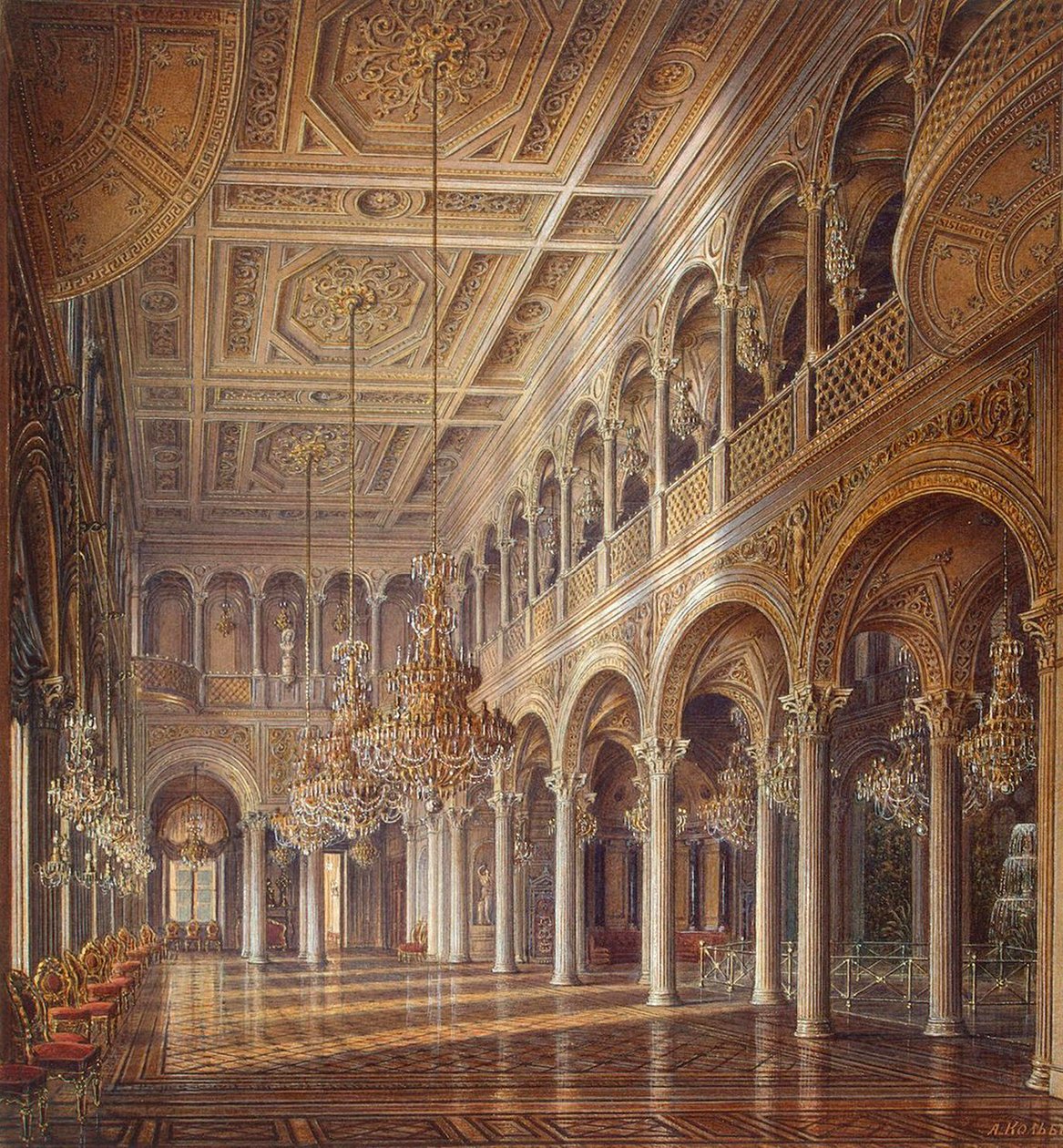 Interiéry Malé Ermitáže, Pavilonový sál, polovina 19. století. od Alexander Chrisophorovich Kolb