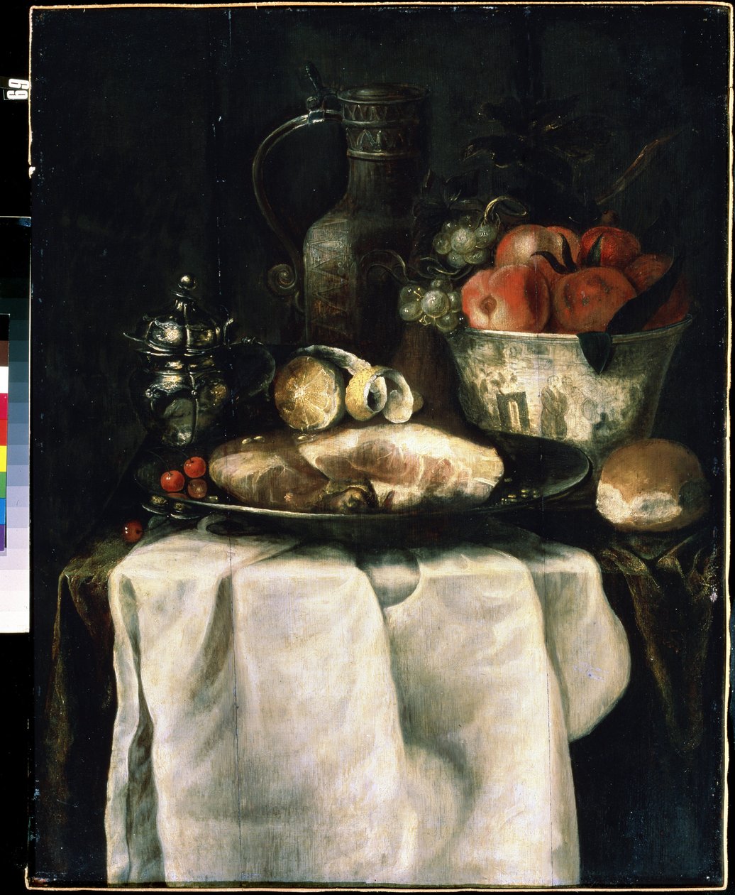 Snídaně se šunkou (Snídaně se šunkou). Obraz Alexandra Coosemanse (1627-1689) od Alexander Coosemans