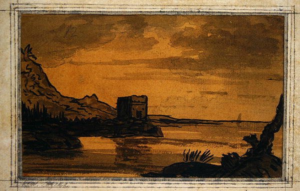Klasická krajina (akvarel na papíře) od Alexander Cozens