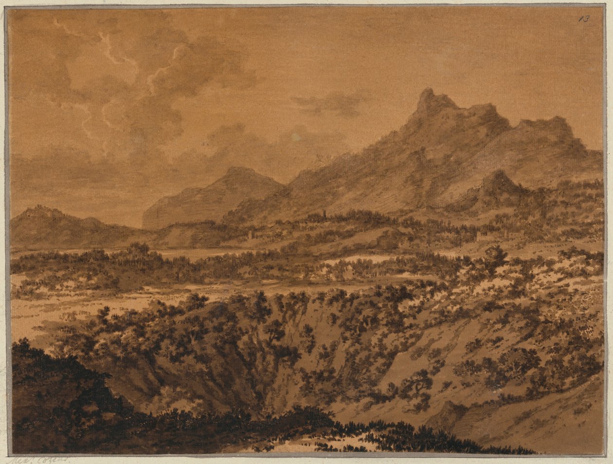 Horská krajina s prohlubní od Alexander Cozens