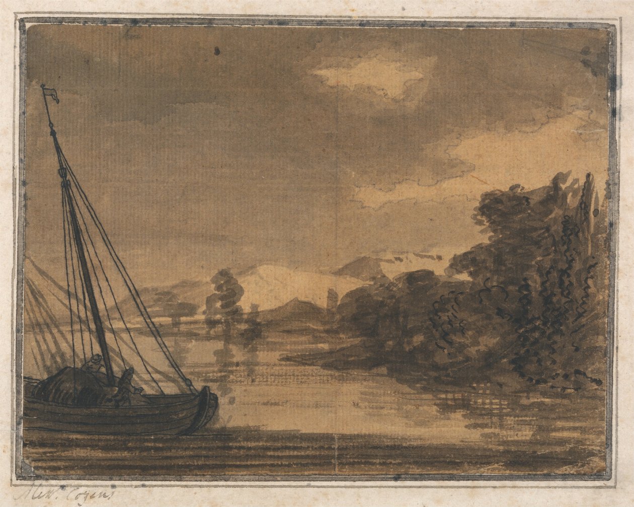 Řeka a loď od Alexander Cozens