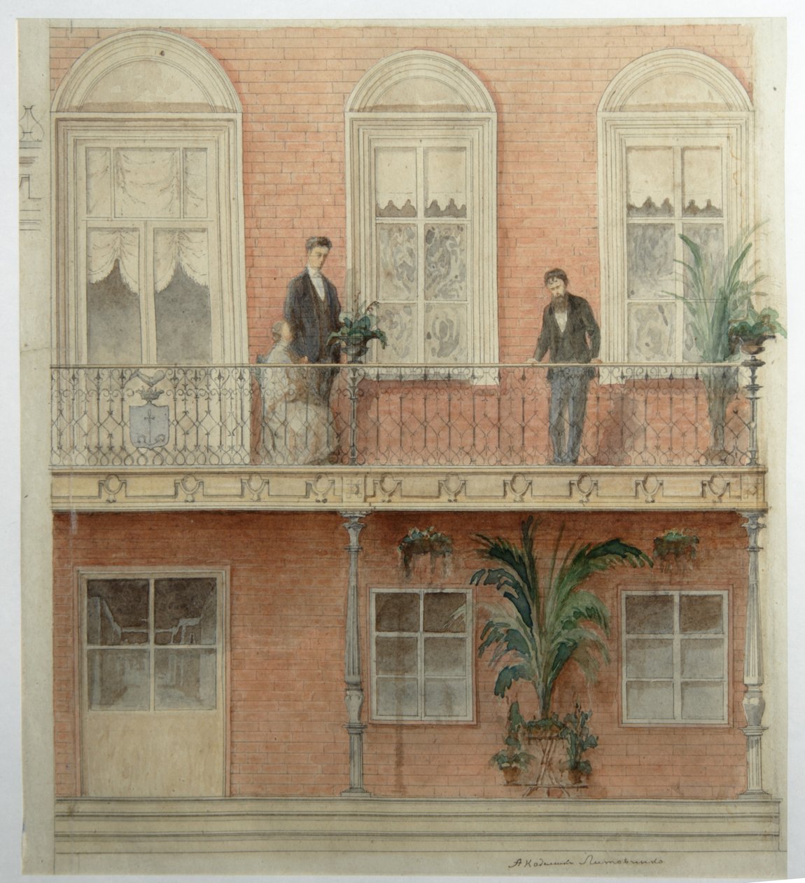 Projekt balkónu pro dům rodiny Schwarz v Estate Bely Kolodets, 1875 od Alexander Dmitrievich Litovchenko