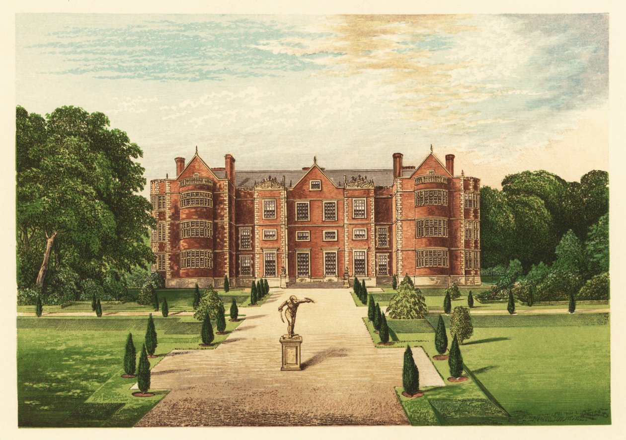 Burton-Agnes Hall, Yorkshire, Anglie. 1880 (rytina) od Alexander Francis (after) Lydon