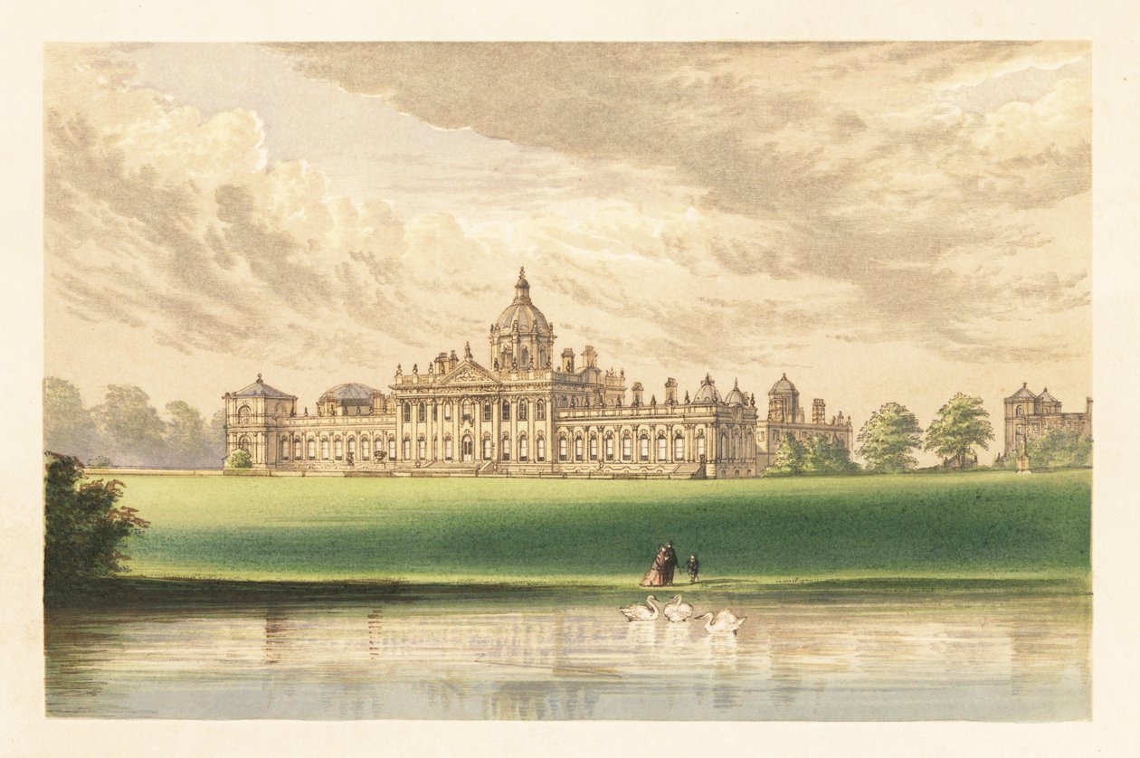 Hrad Howard, Yorkshire, Anglie. ,1880 (rytina) od Alexander Francis (after) Lydon