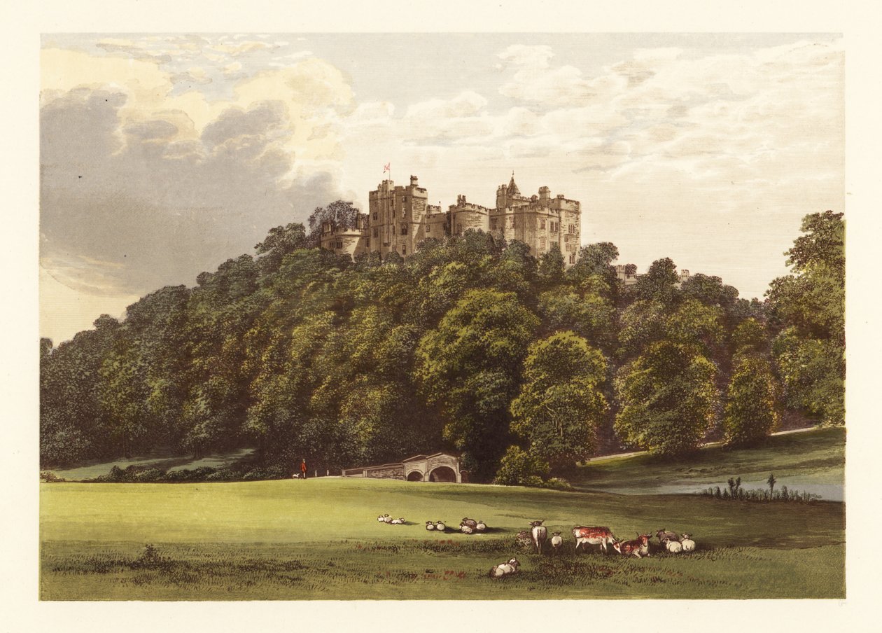Hrad Dunster, Somersetshire, Anglie. ,1880 (rytina) od Alexander Francis (after) Lydon