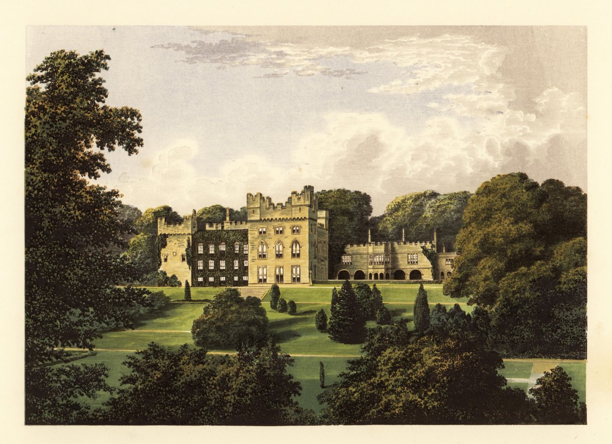 Hutton Hall, Cumbria, Anglie. ,1880 (rytina) od Alexander Francis (after) Lydon
