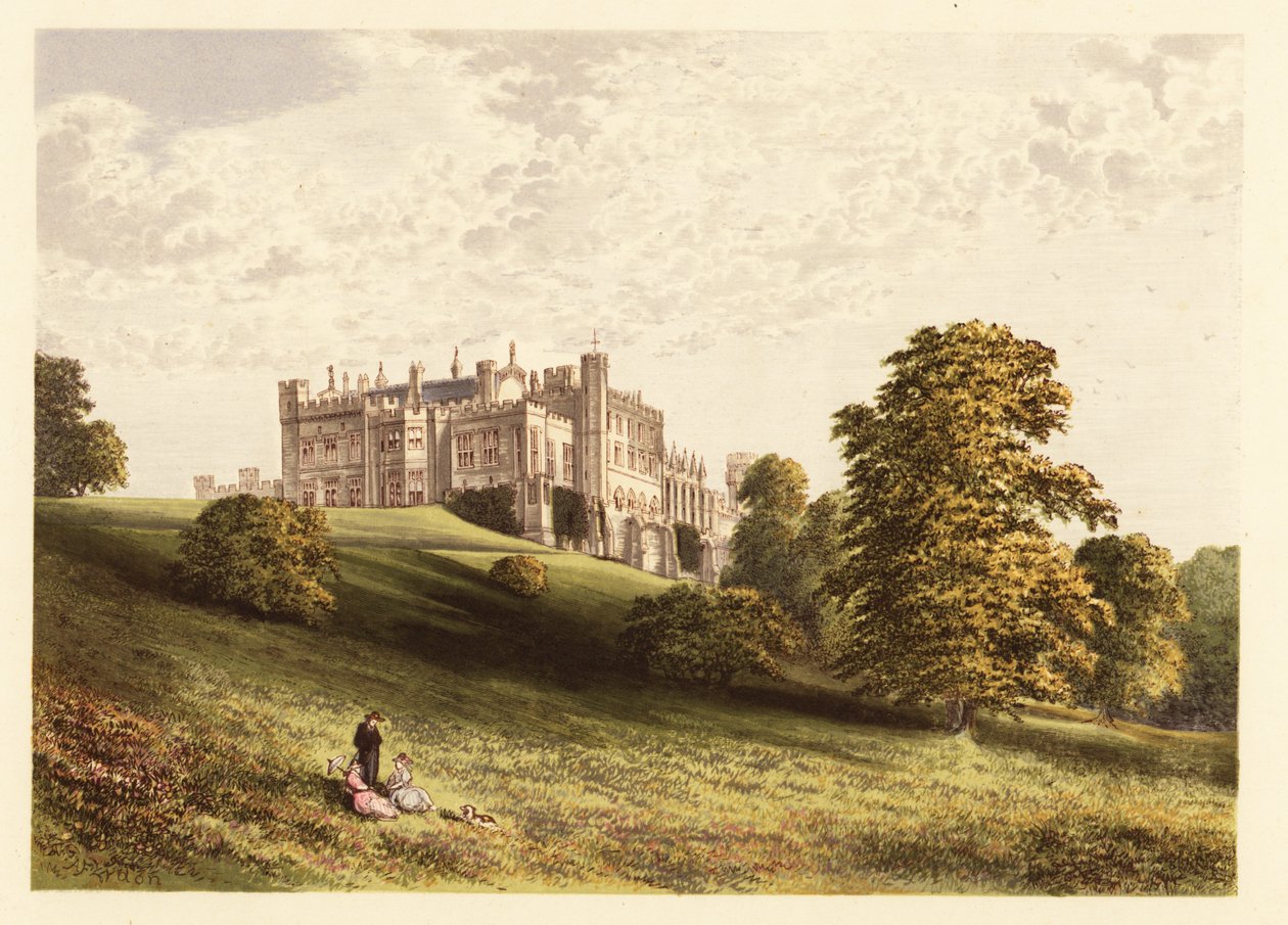 Hrad Lambton., hrabství Durham, Anglie. ,1880 (rytina) od Alexander Francis (after) Lydon