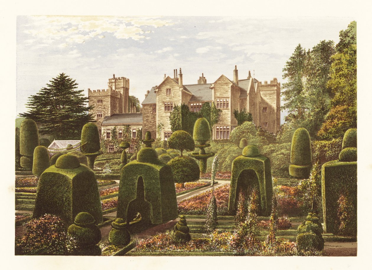 Levens Hall., Cumbria, Anglie. ,1880 (rytina) od Alexander Francis (after) Lydon