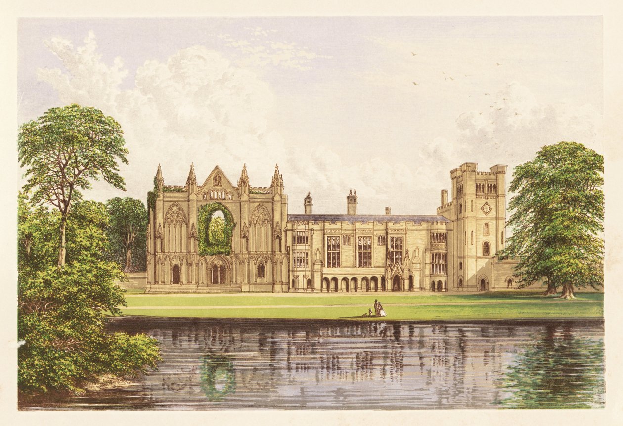 Newstead Abbey, Nottinghamshire, Anglie. 1880 (rytina) od Alexander Francis (after) Lydon