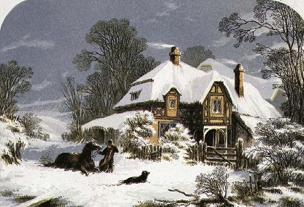 Návrat domů přes sníh (rytina) od Alexander Francis (after) Lydon