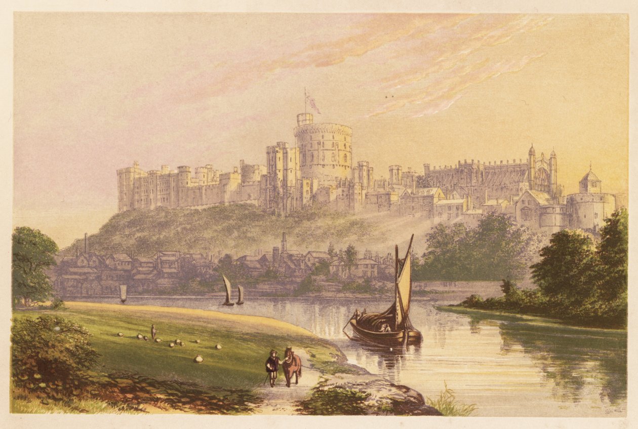 Hrad Windsor, Berkshire, Anglie. 1880 (rytina) od Alexander Francis (after) Lydon