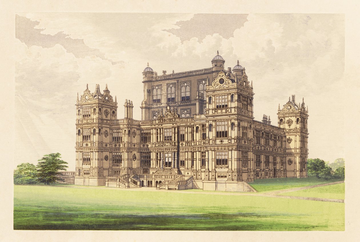 Wollaton Hall, Nottingham, Anglie. ,1880 (rytina) od Alexander Francis (after) Lydon