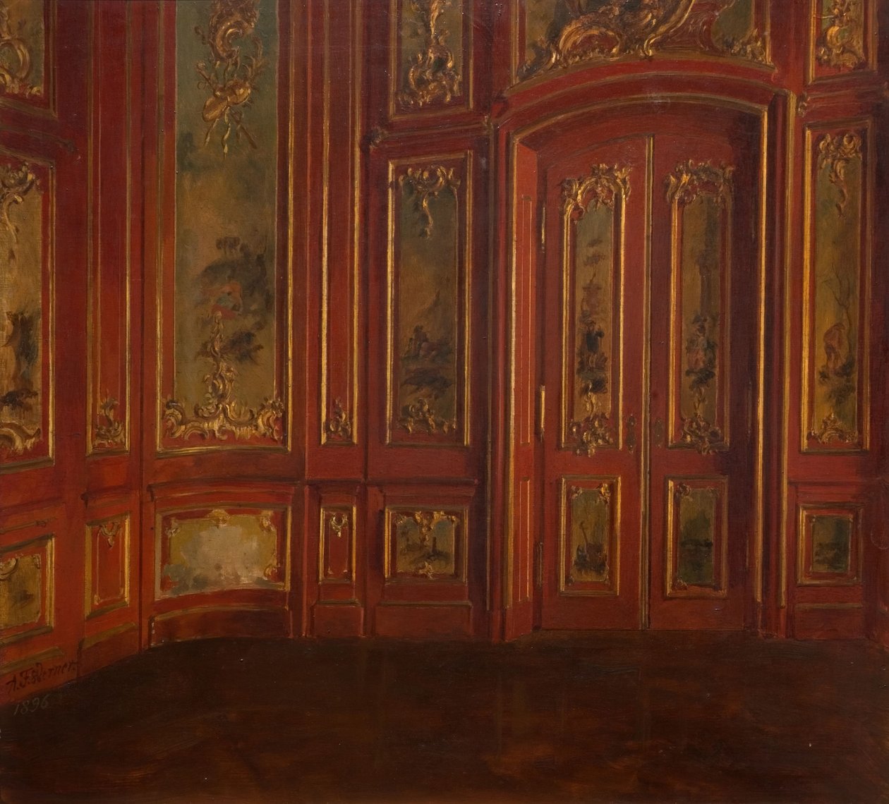 Interiér pokoje s rokokovým obložením, 1896. od Alexander Friedrich Werner