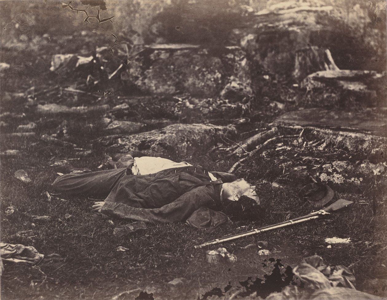 Poslední spánek ostrostřelce, Gettysburg, Pensylvánie, červenec 1863 (foto) od Alexander Gardner
