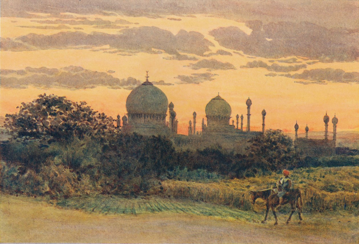 Západ slunce za Ibrahimem Rozou, Bijapur, c1880 1905. od Alexander Henry Hallam Murray