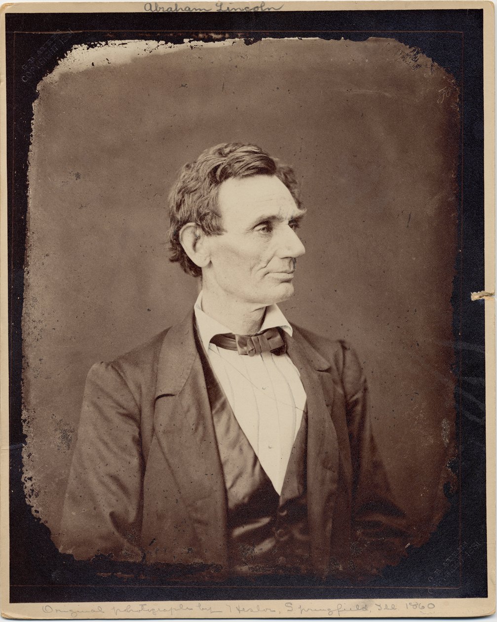 Abraham Lincoln (1809-65), 16. prezident USA, kopie tisk po fotografii Alexander Hesler, 1860 (foto alba) od Alexander Hesler