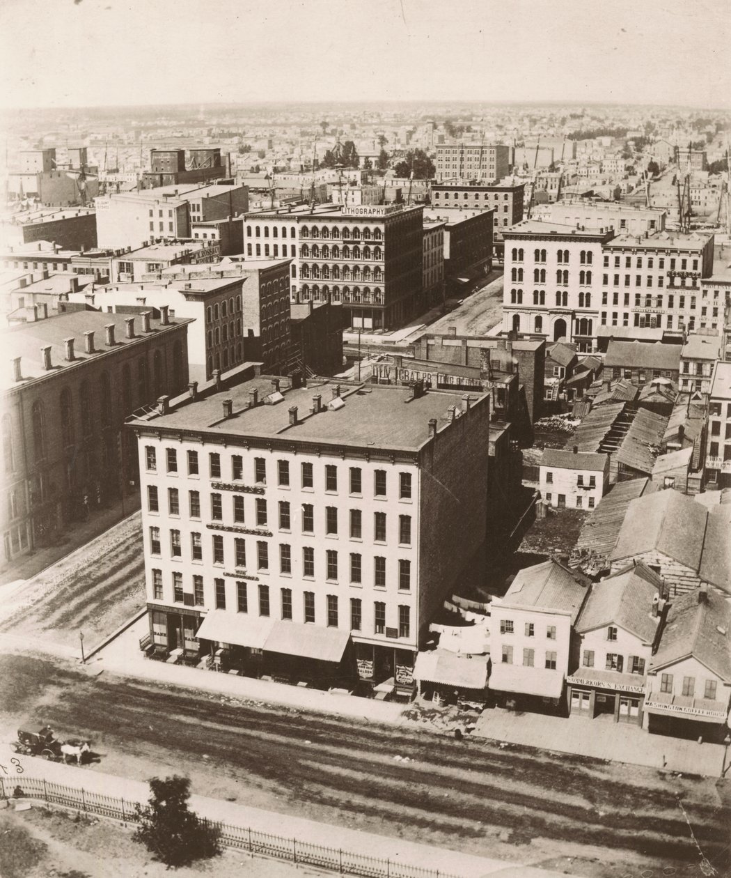 Pohled na severozápad z kopule soudní budovy v Chicagu, 1858 od Alexander Hesler